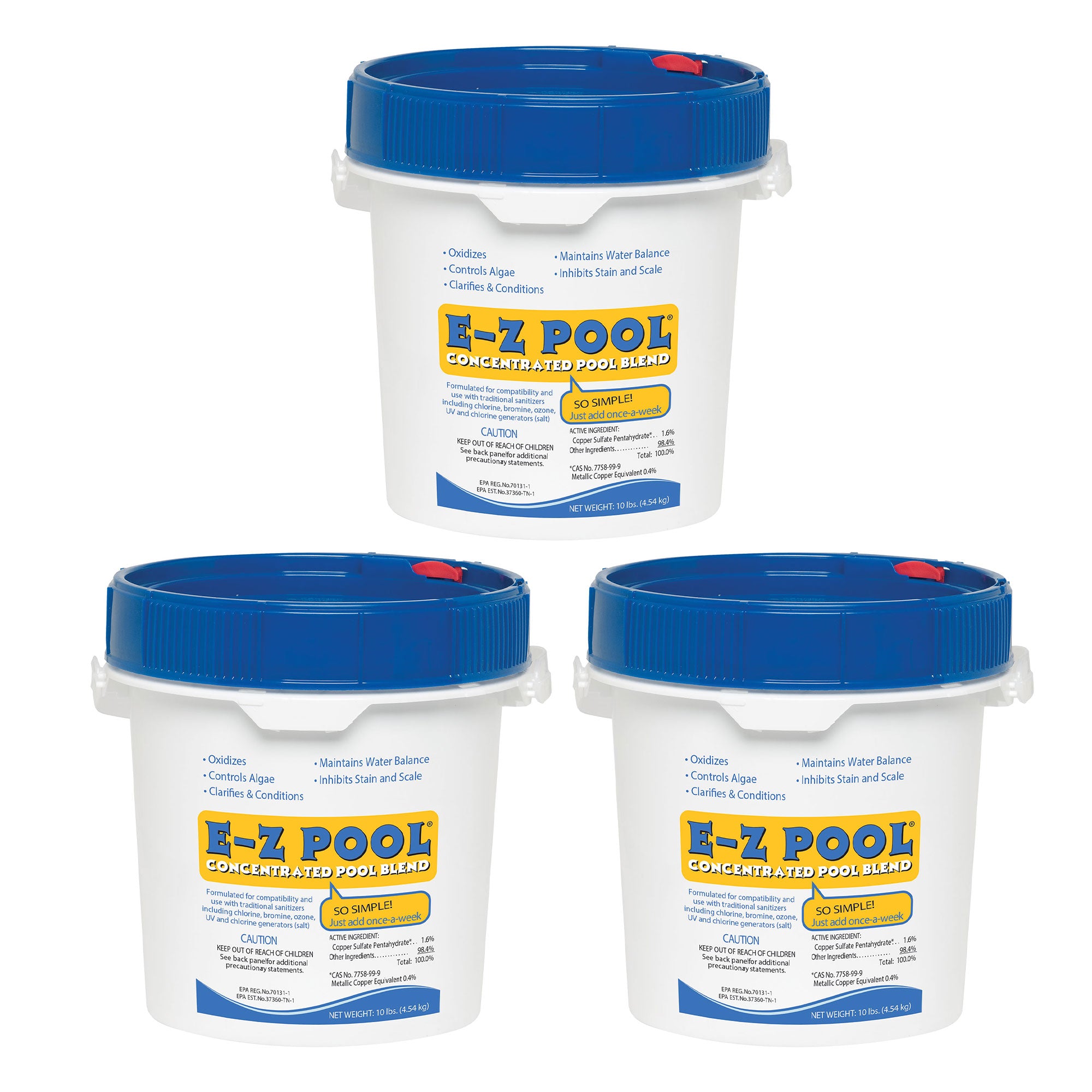 E-Z Pool Weekly All in 1 Concentrated Pool Care Solution Blend Bucket (3 Pack) - VMInnovations