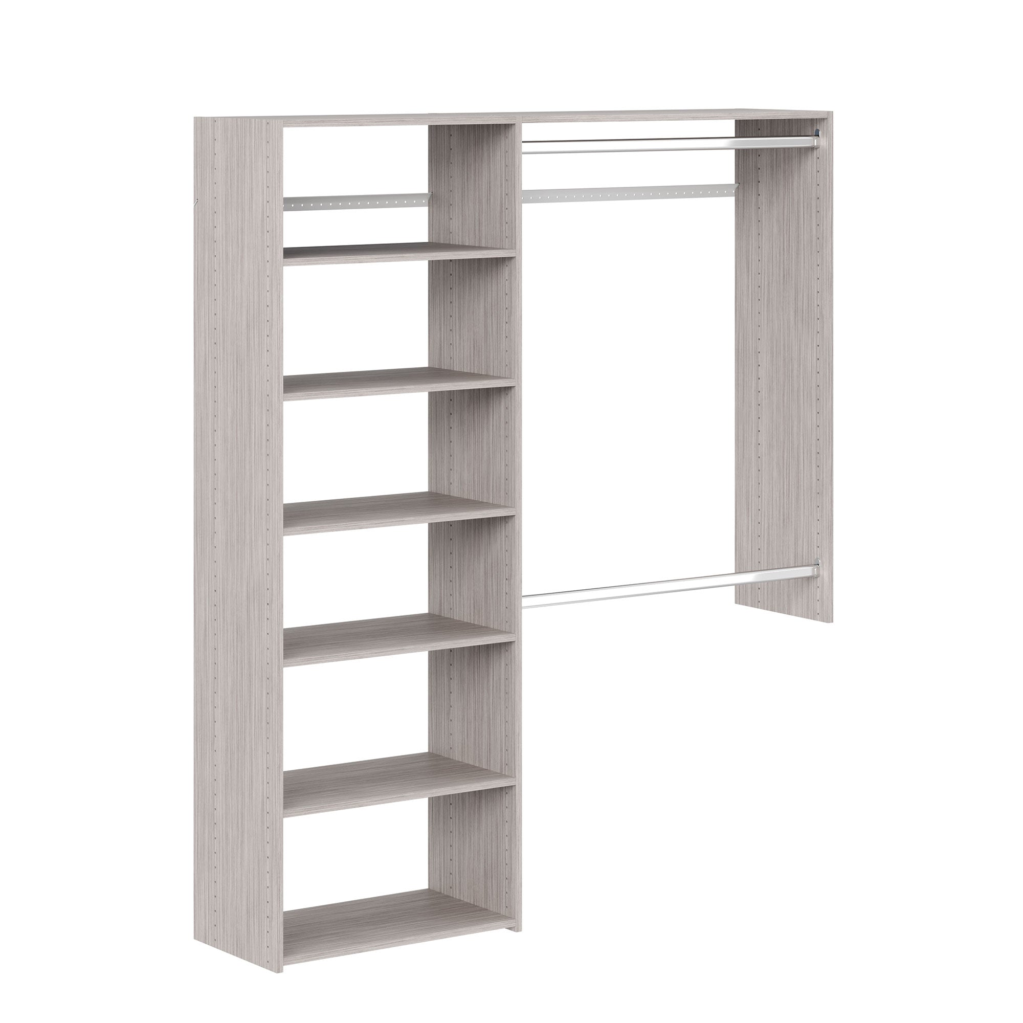 Easy Track 3' to 5' Deluxe Plus Closet Kit Organizer System, Weathered Grey