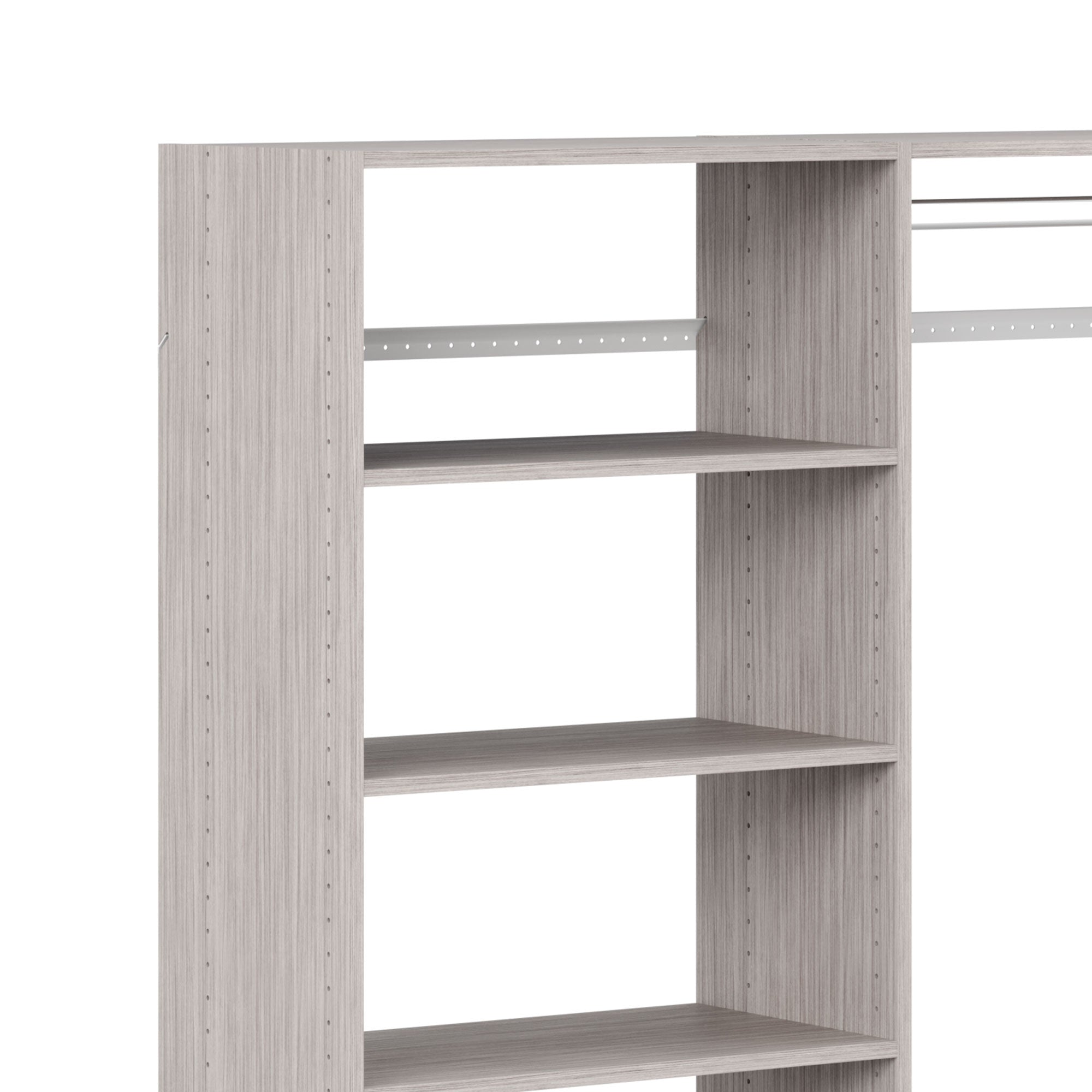 Easy Track 3' to 5' Deluxe Plus Closet Kit Organizer System, Weathered Grey