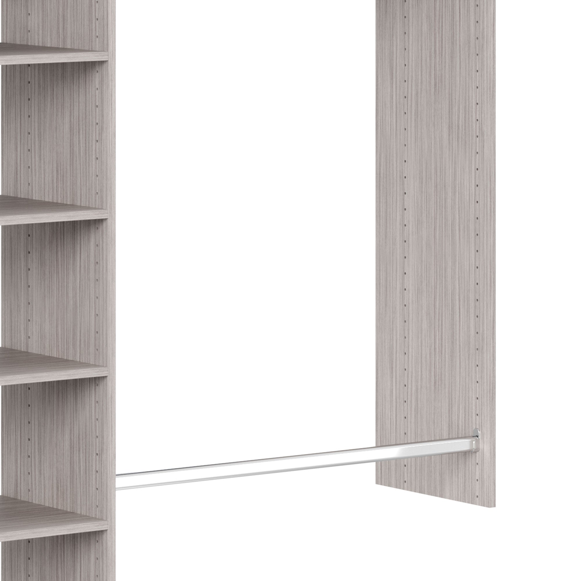 Easy Track 3' to 5' Deluxe Plus Closet Kit Organizer System, Weathered Grey