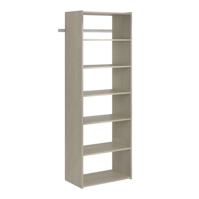 Easy Track Essential Shelf Tower Storage System and Organizer, Weathered Grey