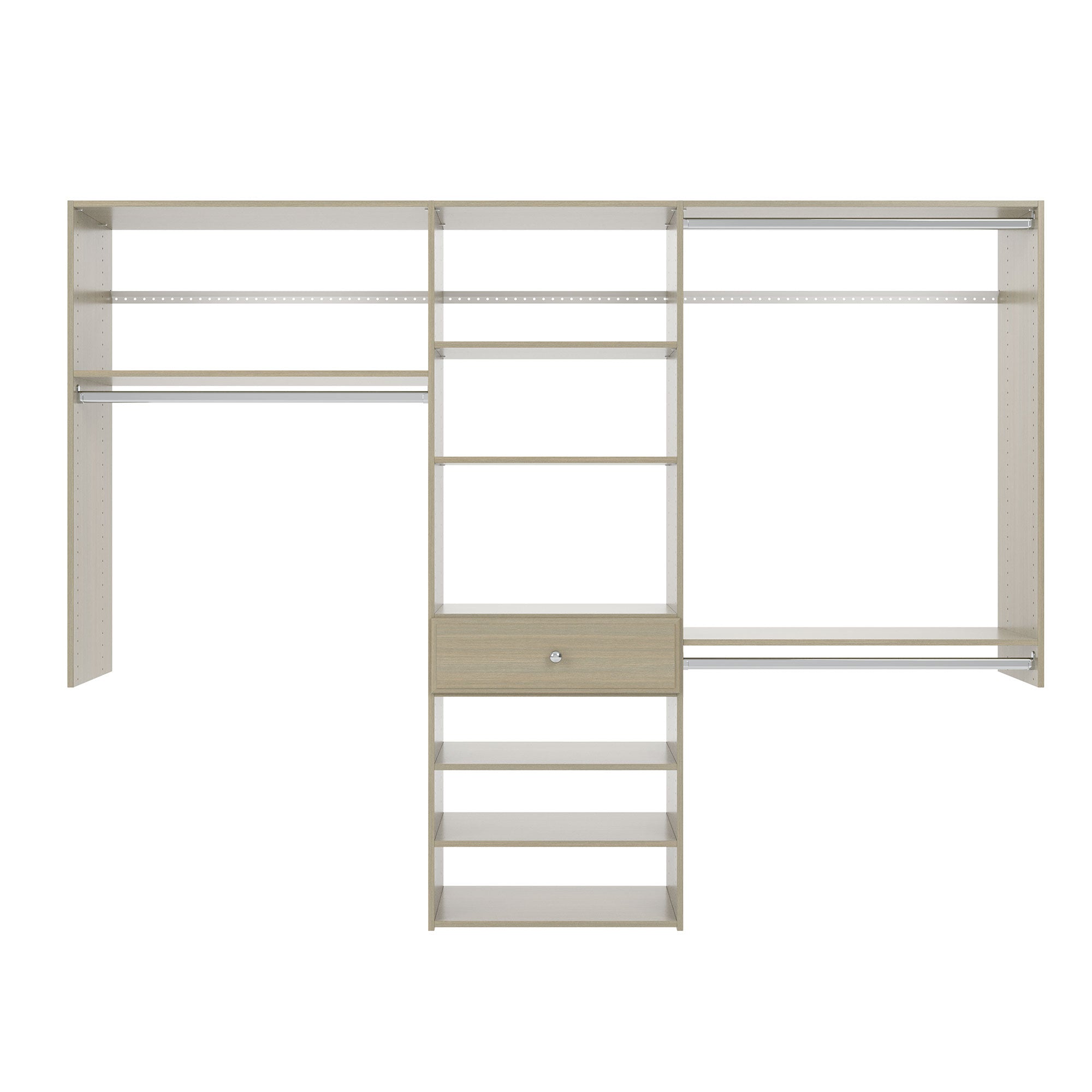 Easy Track 8 Foot Perfect Fit Reach In Bedroom Closet Storage, Weathered Grey