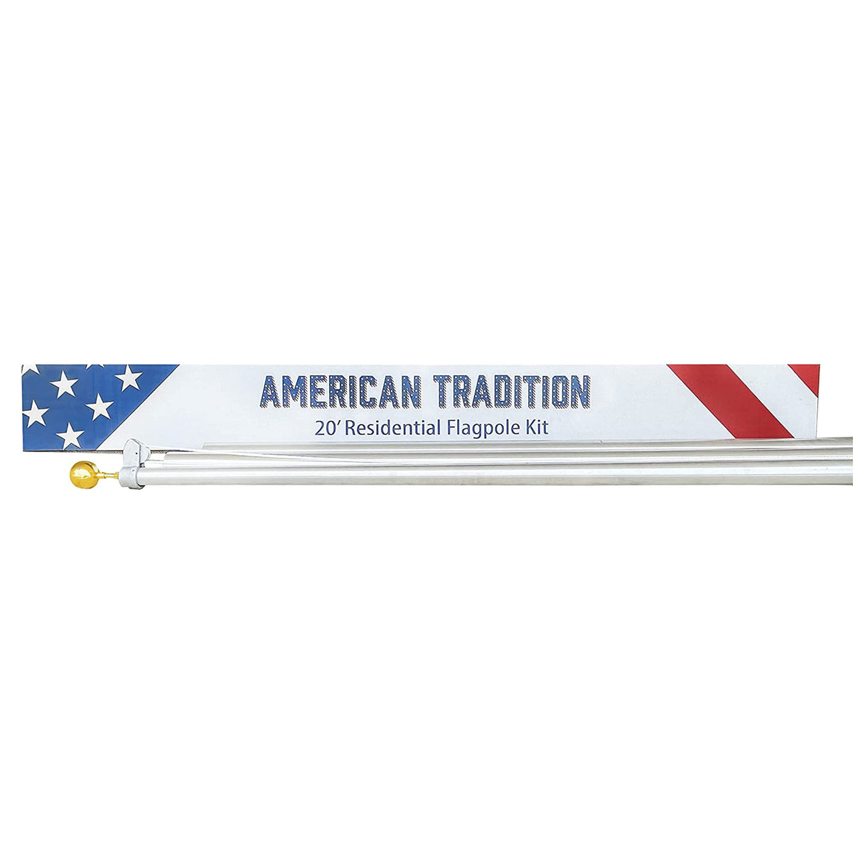 Concord American Flagpole Tapered Aluminum Residential Pole Kit, Satin, 25 Feet