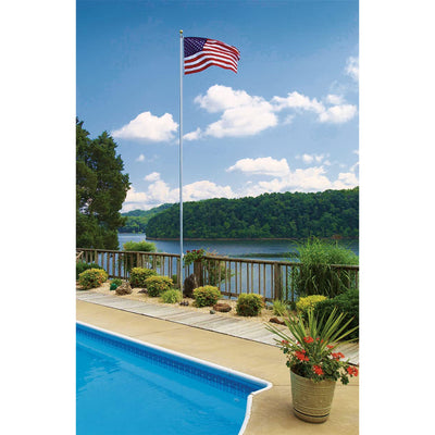 Concord American Flagpole Tapered Aluminum Residential Pole Kit, Satin, 25 Feet