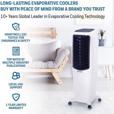Honeywell Indoor Evaporative Tower Air Cooler, White (Refurbished)