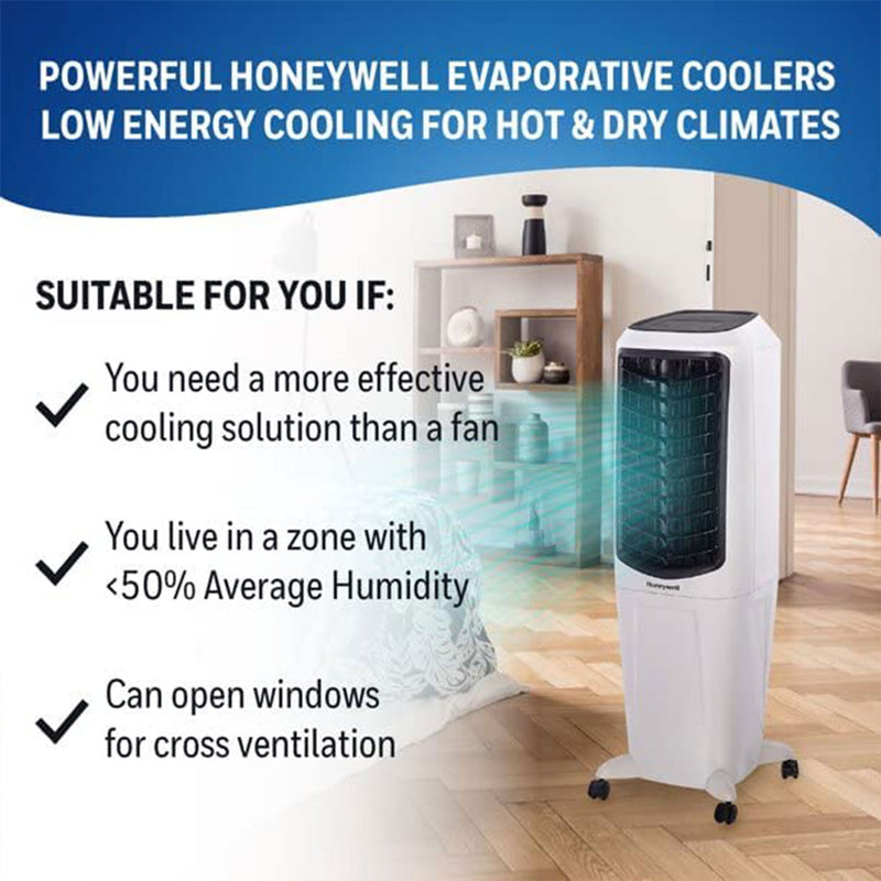Honeywell Indoor Evaporative Tower Air Cooler, White (Refurbished)