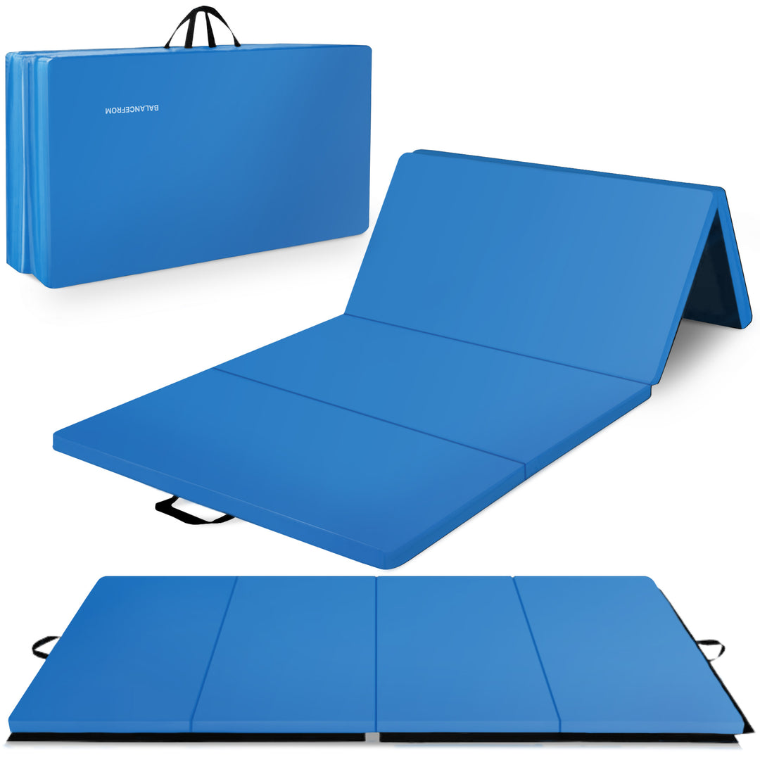 BalanceFrom Fitness 120 x 48" All Purpose Folding Gymnastics Exercise Mat, Blue