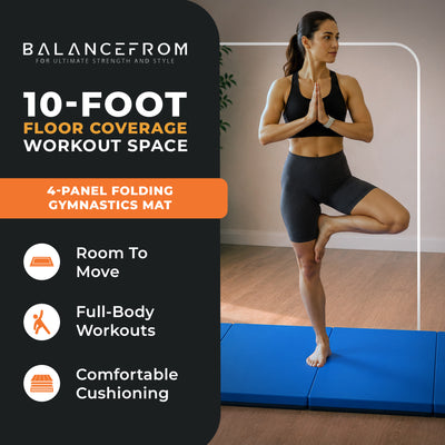 BalanceFrom Fitness 120 x 48" All Purpose Folding Gymnastics Exercise Mat, Blue