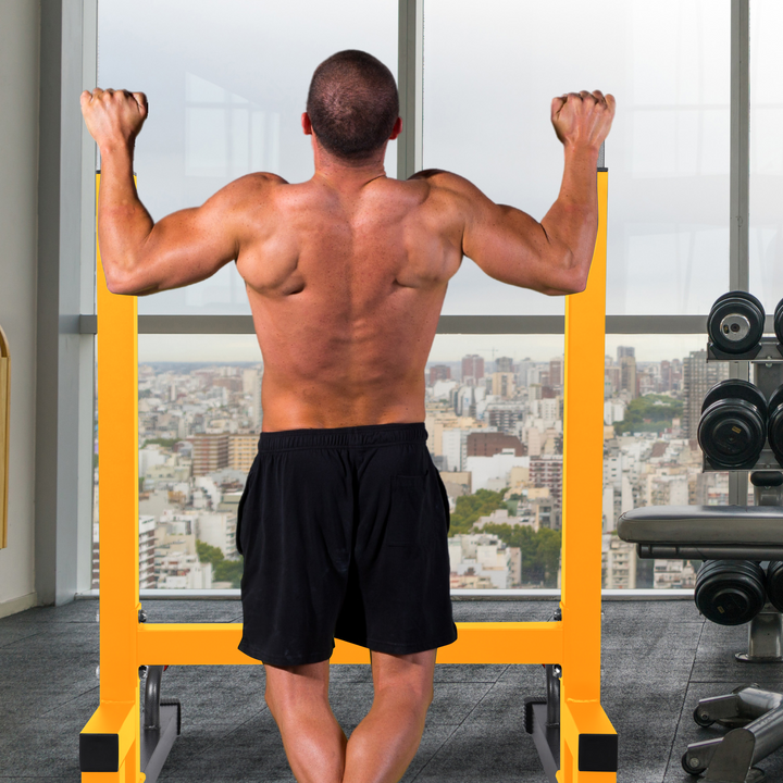 Multi-Function Home Gym Exercise Dip Stand, 500lb Capacity, Yellow (Used) - VMInnovations