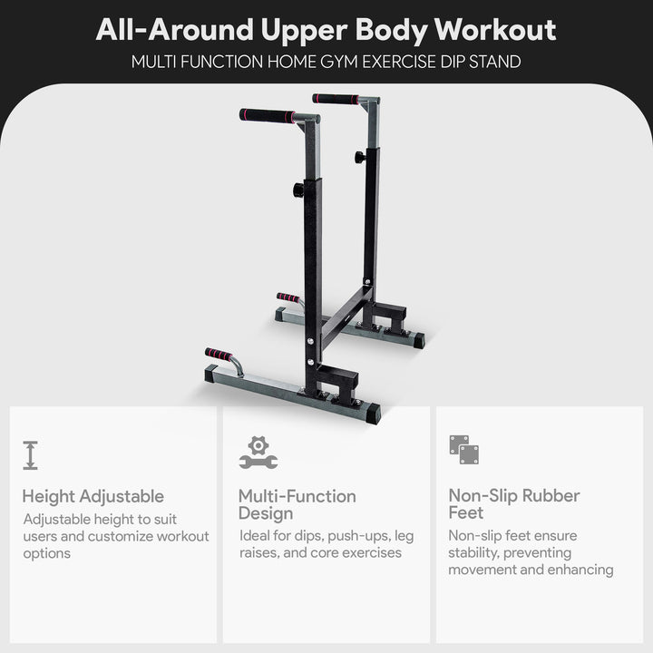 BalanceFrom Multi-Function Home Gym Exercise Dip Stand, 500lb Capacity, Black