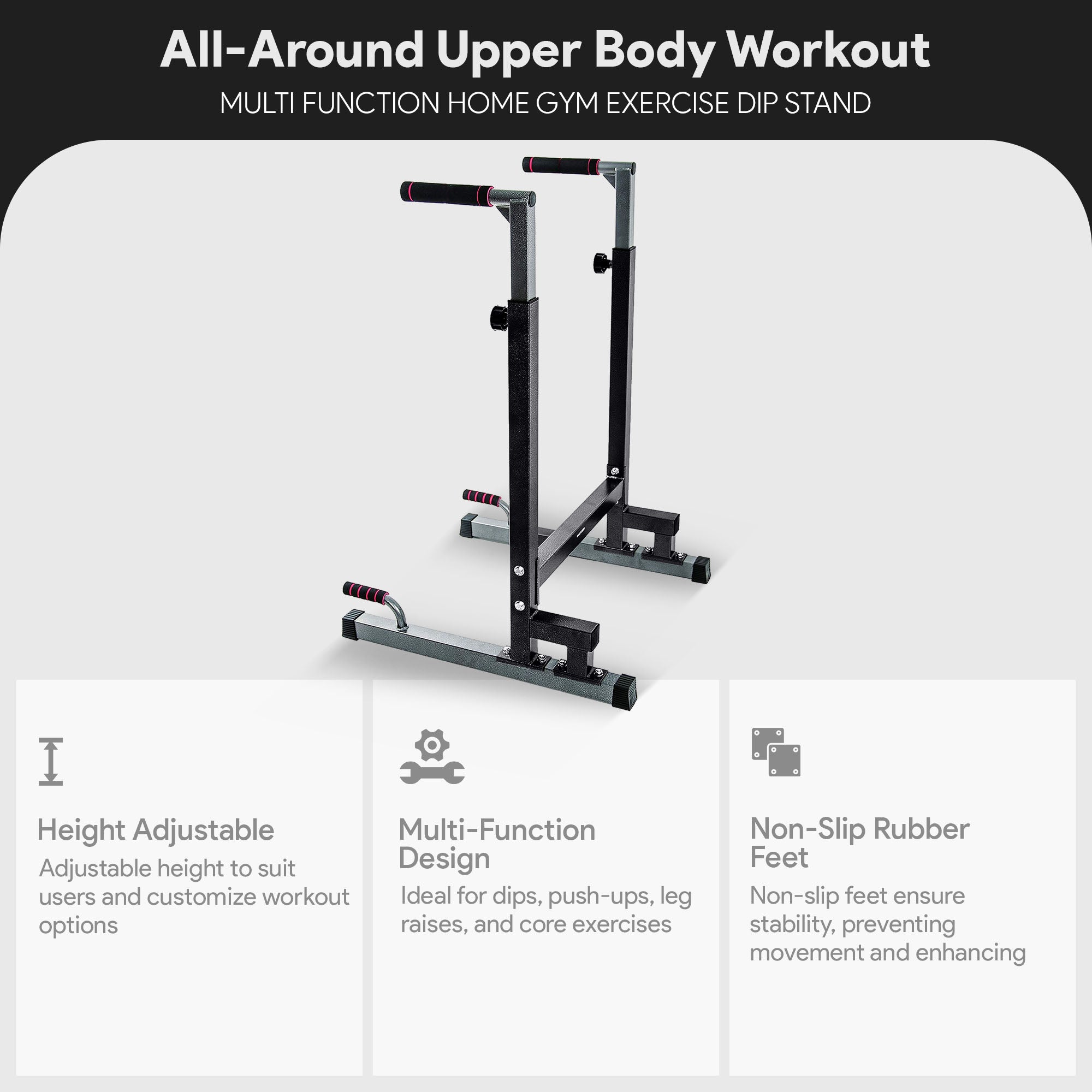 BalanceFrom Multi-Function Home Gym Dip Stand, 500lb Capacity, Black (Used) - VMInnovations