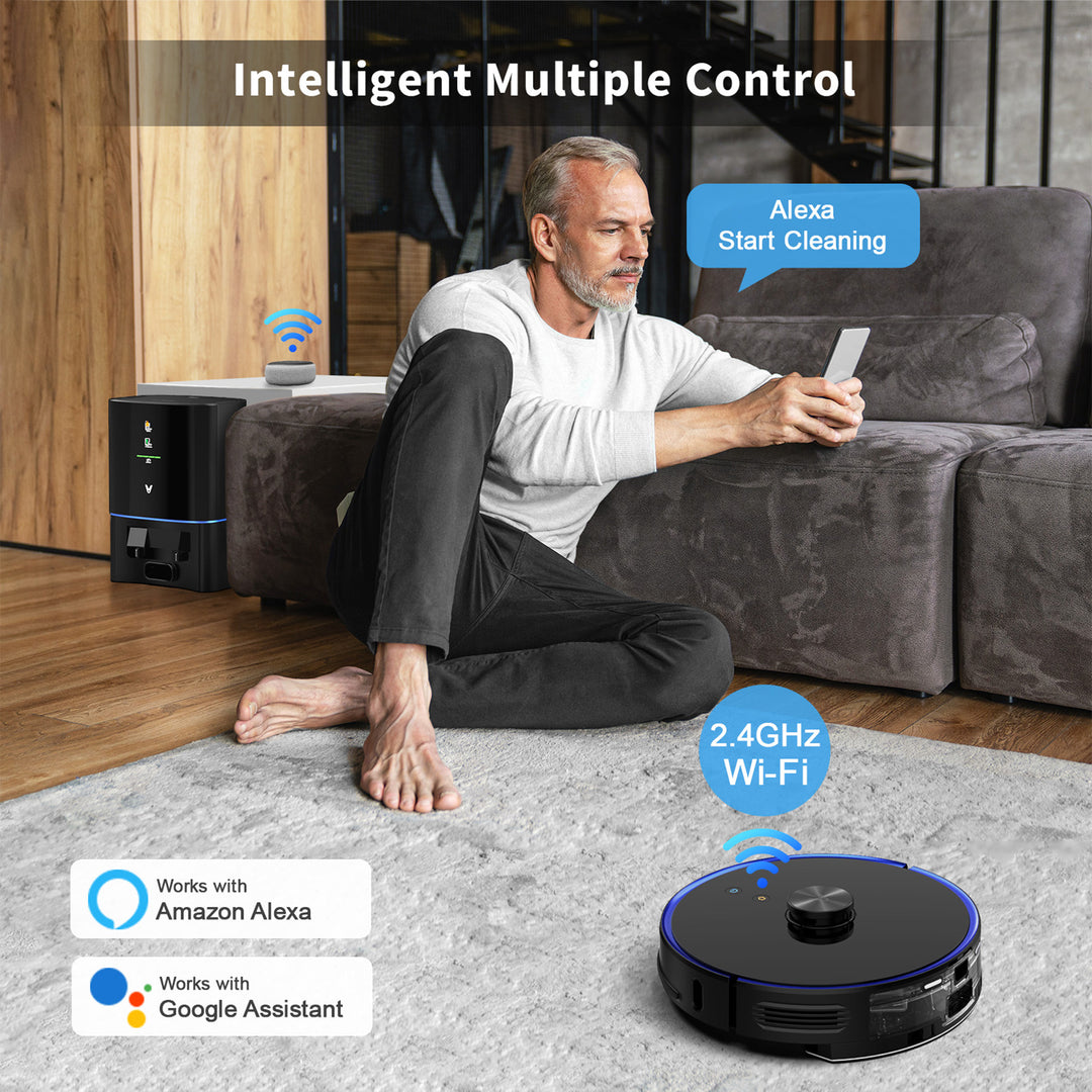 S9 Smart Robot Vacuum Cleaner w/ Auto Self Emptying & Alexa, Black (Used)