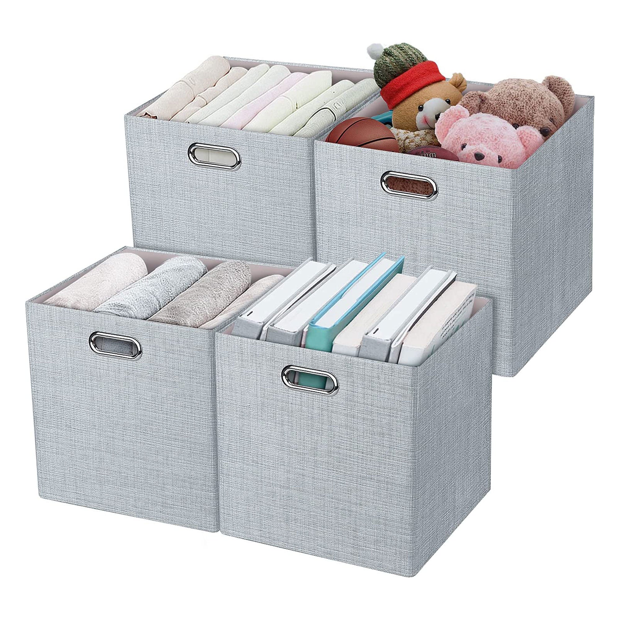 Posprica 13 x 13 Inch Square Collapsible Fabric Storage Cubes (4 Pack)(Open Box) - VMInnovations