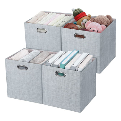 Posprica 13 x 13 Inch Square Collapsible Fabric Storage Cubes (4 Pack)(Open Box) - VMInnovations