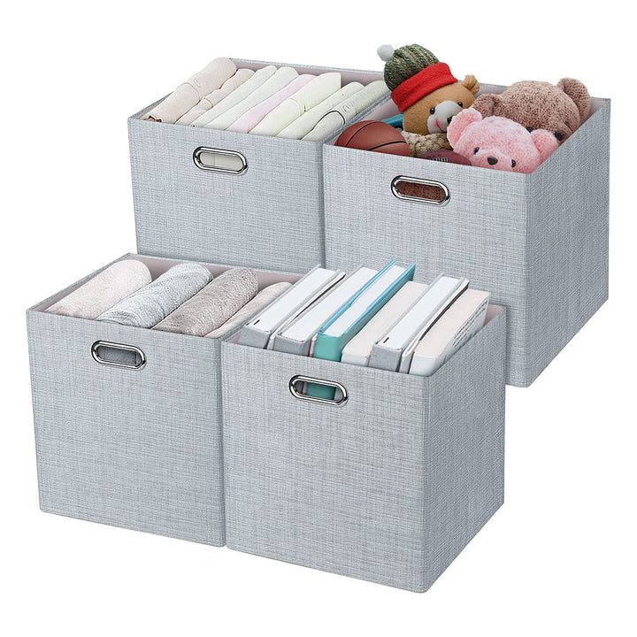 Posprica 13 x 13 Inch Square Collapsible Fabric Storage Cubes (4 Pack)(Open Box) - VMInnovations