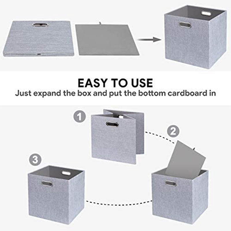 13 x 13 Inch Square Collapsible Fabric Storage Cubes, Silver (4 Pack) (Used)