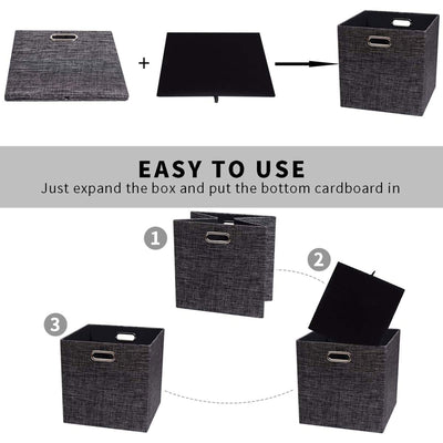 13 x 13" Square Thicker Collapsible Storage Cubes, Black (4 Pack) (Open Box)