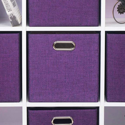 11 x 11 Inch Square Collapsible Storage Cube, Dark Purple (4 Pack) (Open Box)