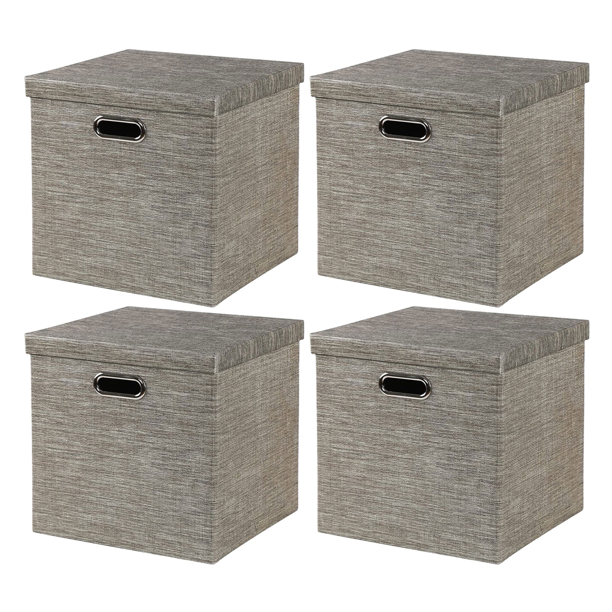 Posprica 13 x 13 In Square Storage Cubes with Lids, Coffee (4 Pack) (Used) - VMInnovations