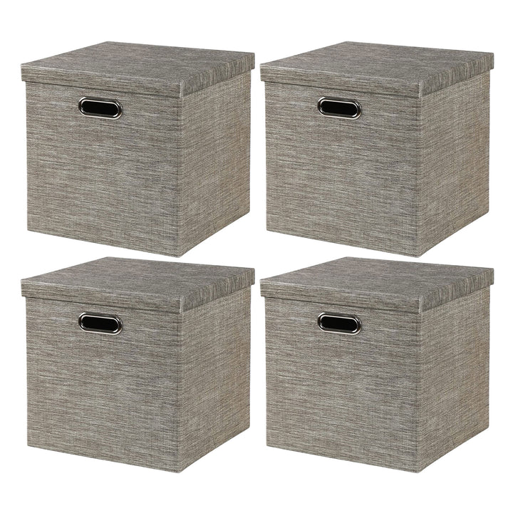 Posprica 13 x 13 In Square Storage Cubes with Lids, Coffee (4 Pack) (Used)