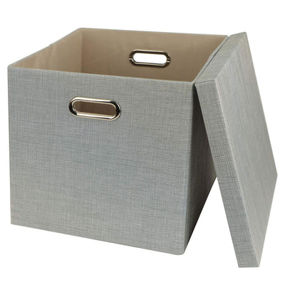 Posprica 13 x 13 Inch Collapsible Fabric Storage Cubes, Silver (Open Box)