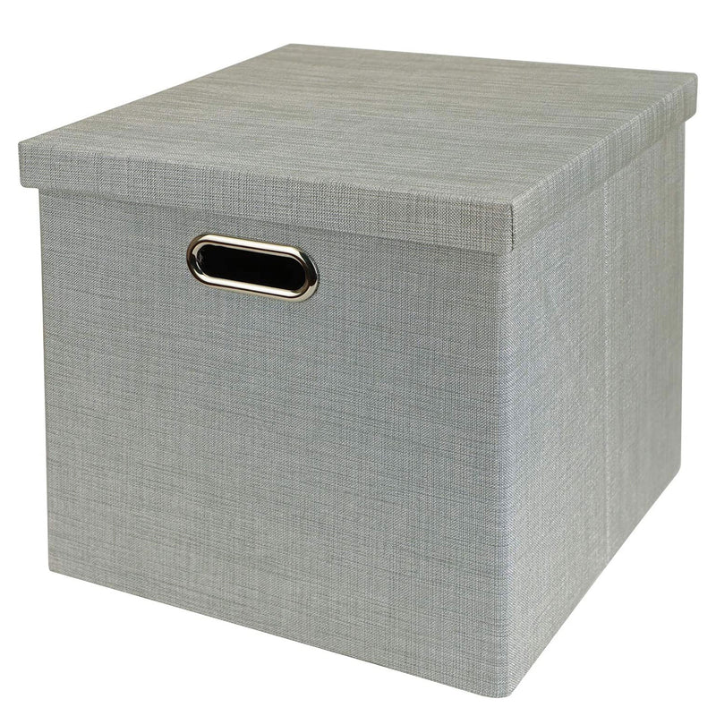 Posprica 13 x 13 Inch Collapsible Fabric Storage Cubes, Silver (Open Box)