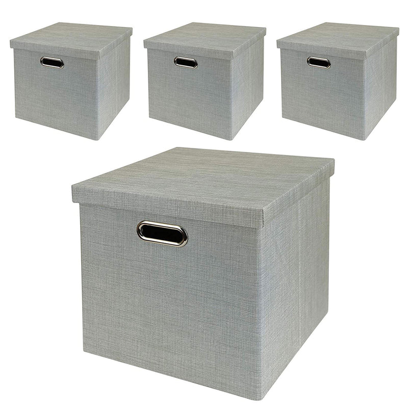 Posprica 13 x 13 In Square Collapsible Fabric Cubes, Silver Gray, 4 Ct (Used)