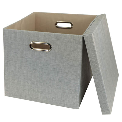 Posprica 13 x 13 In Square Collapsible Fabric Cubes, Silver Gray, 4 Ct (Used)