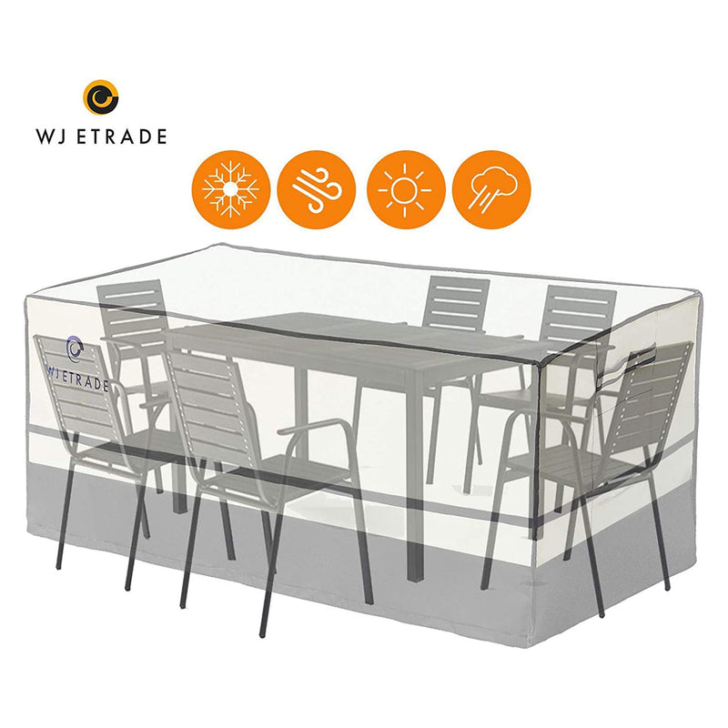 WJ-X3 124 x 74 x 32 Inch Waterproof Outdoor Patio Furniture Cover, Beige/Gray