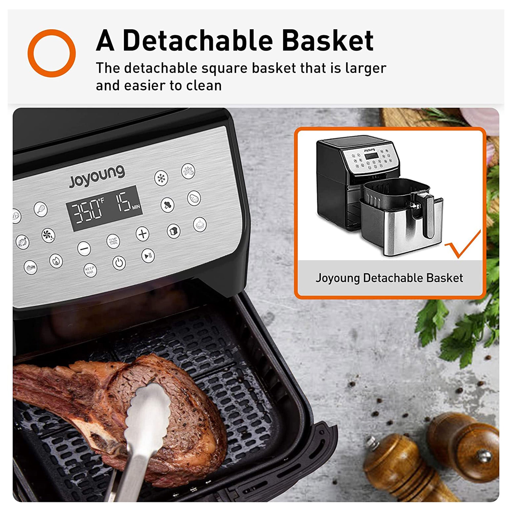 Joyoung JY-590 5.8 Quart Multi Tasker Double Basket Air Fryer w/ LED Touchscreen - VMInnovations