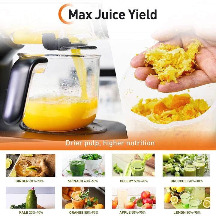 Ceramic Masticating Juicer Machine for Vegetables, Fruit, & Ice Cream (Open Box)