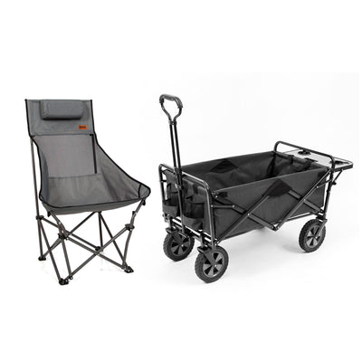 Mac Sports Folding Utility Cart with Table, Gray, and XP Camping Chair, Gray