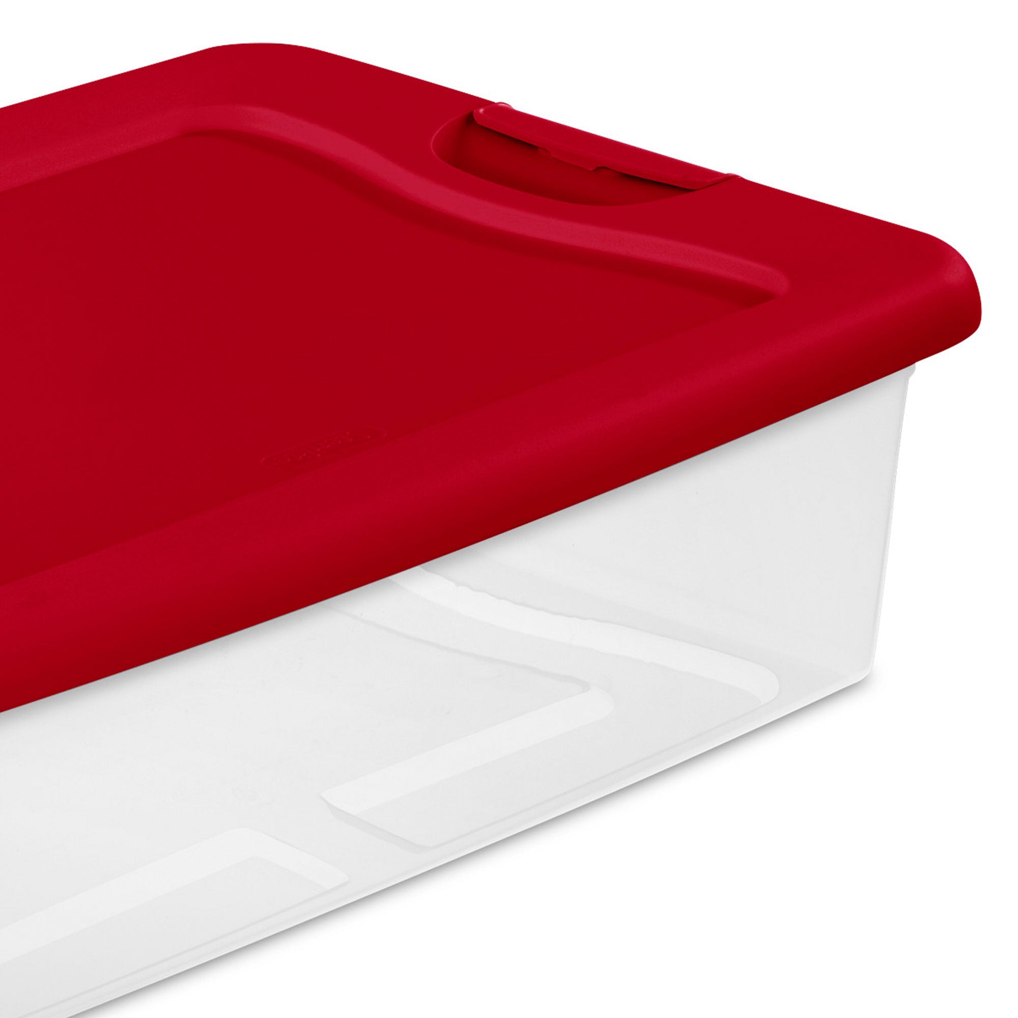 Sterilite 32 Quart Under Bed Latching Storage Container Tote w/ Hinged Lid, Red