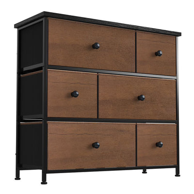 REAHOME 6 Drawer Dresser Organization Storage Unit with Steel Frame, Espresso