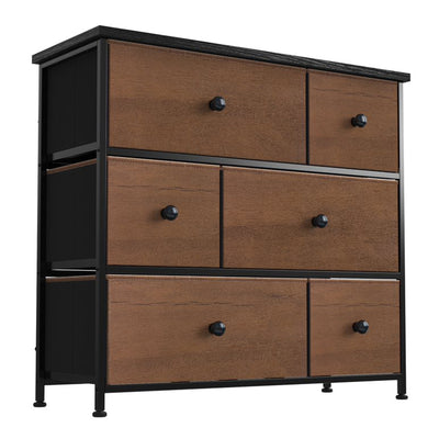 6 Drawer Dresser Organization Storage Unit with Steel Frame, Espresso (Open Box) - VMInnovations