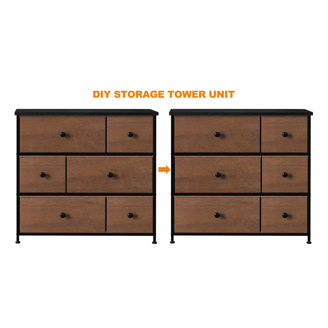 6 Drawer Dresser Organization Storage Unit with Steel Frame, Espresso (Open Box)