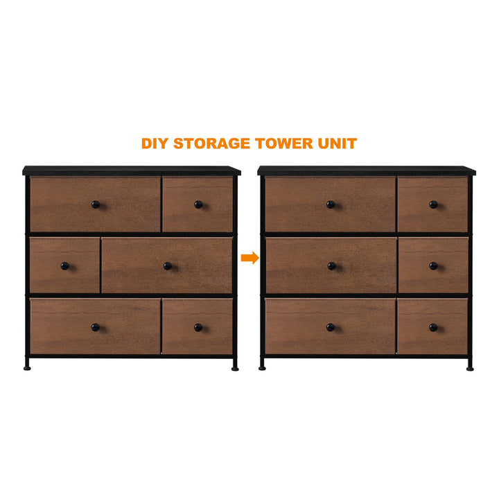 6 Drawer Dresser Organization Storage Unit with Steel Frame, Espresso (Used)