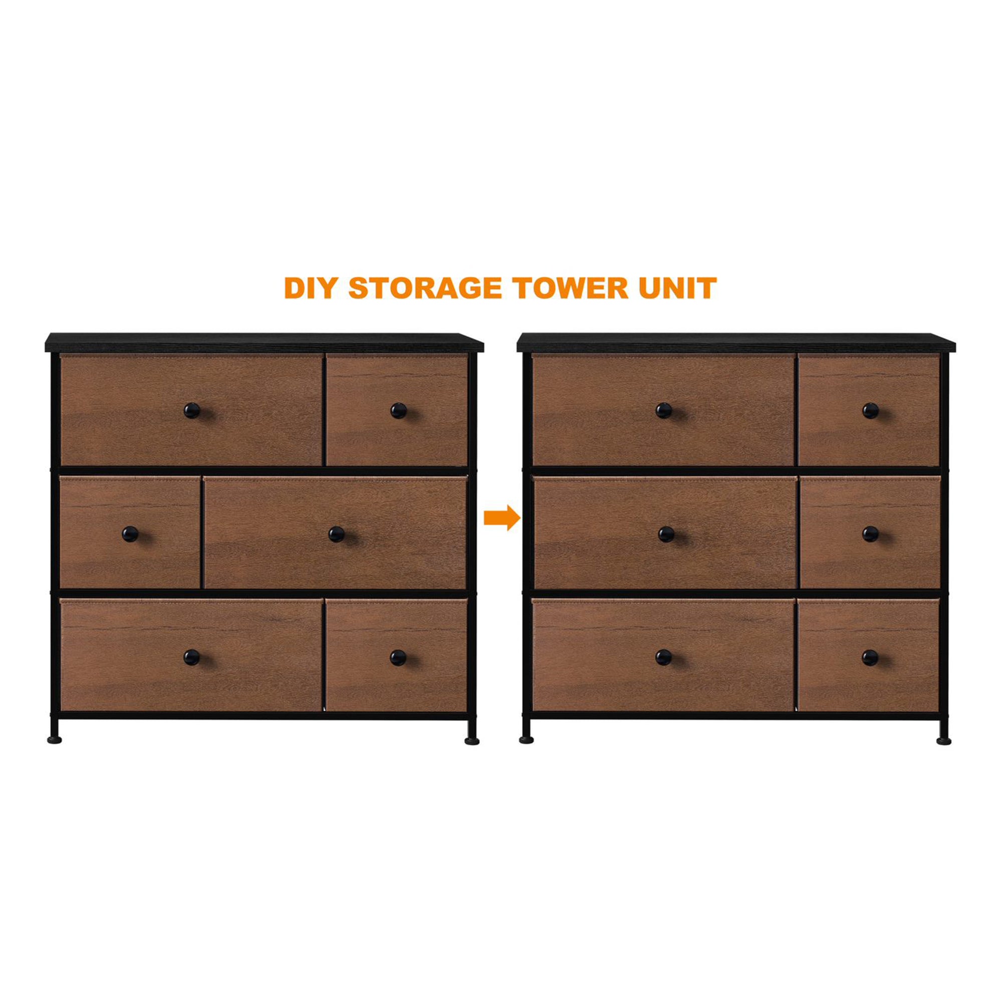 6 Drawer Dresser Organization Storage Unit with Steel Frame, Espresso (Open Box) - VMInnovations