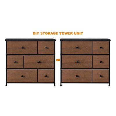 6 Drawer Dresser Organization Storage Unit with Steel Frame, Espresso (Open Box) - VMInnovations