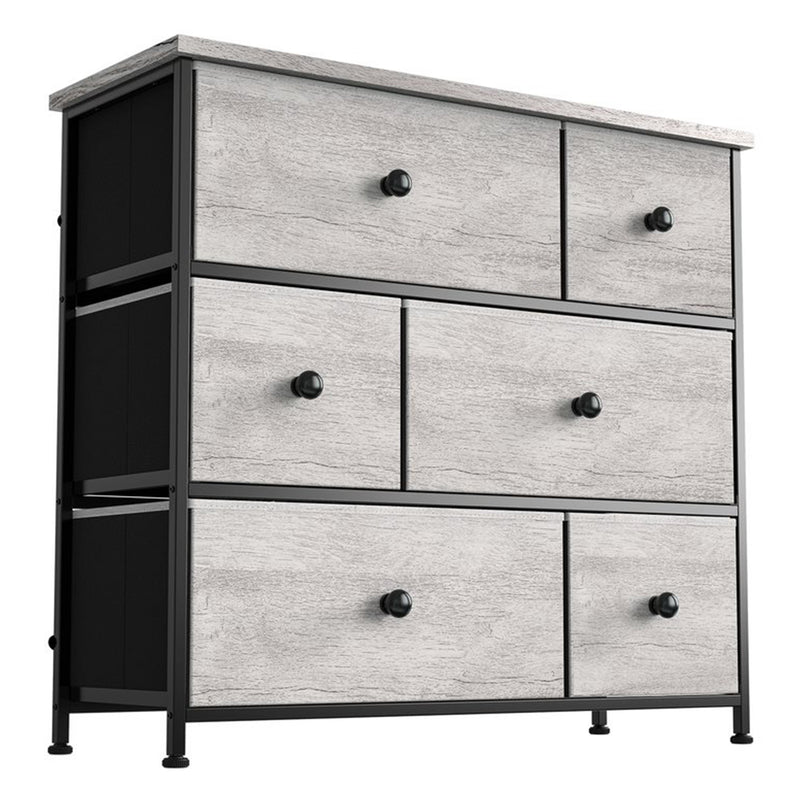 REAHOME 6 Drawer Dresser Storage Unit with Steel Frame, Dark Taupe (Open Box)