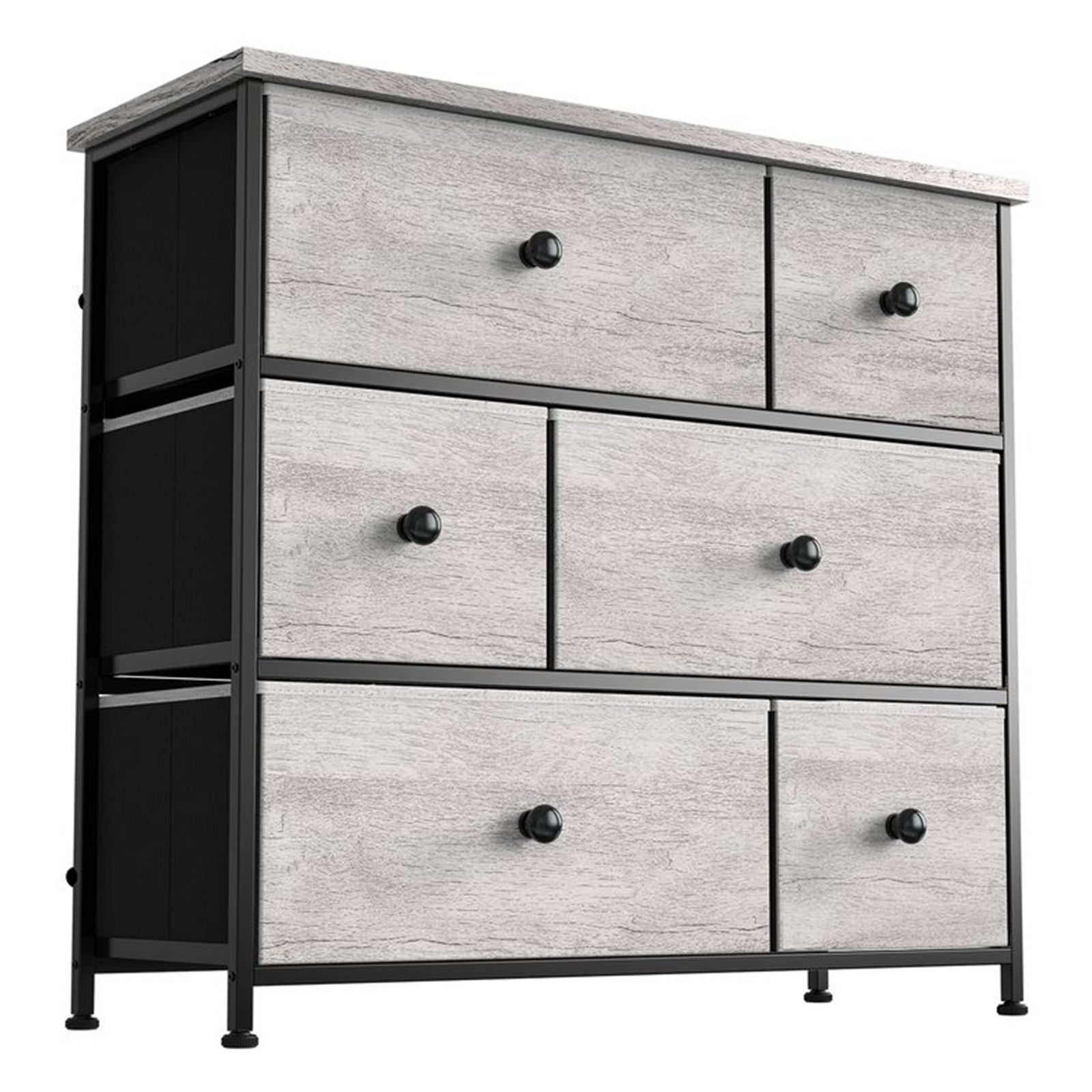 REAHOME 6 Drawer Dresser Storage Unit with Steel Frame, Dark Taupe (Open Box) - VMInnovations