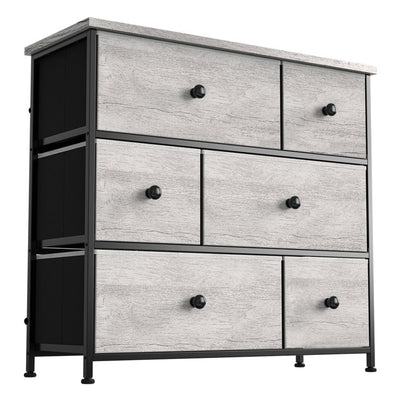 REAHOME 6 Drawer Dresser Storage Unit with Steel Frame, Dark Taupe (Open Box)