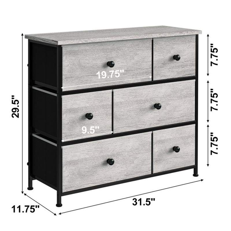 REAHOME 6 Drawer Dresser Organization Storage Unit with Steel Frame, Dark Taupe
