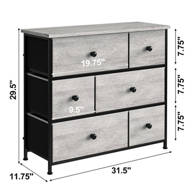 REAHOME 6 Drawer Dresser Storage Unit w/Steel Frame, Dark Taupe (For Parts)