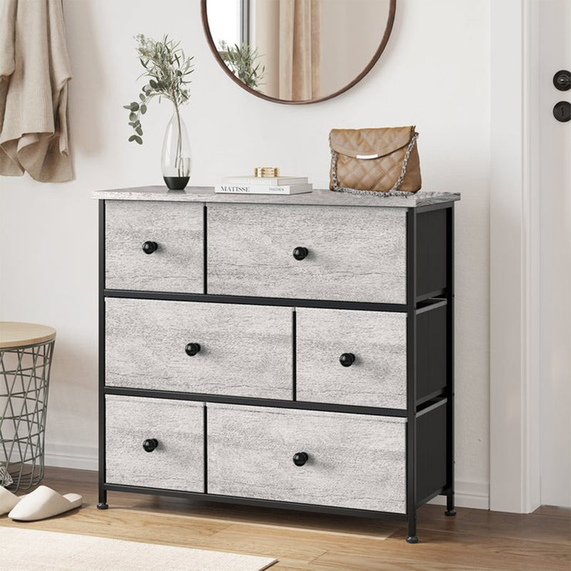 REAHOME 6 Drawer Dresser Storage Unit with Steel Frame, Dark Taupe (Open Box)