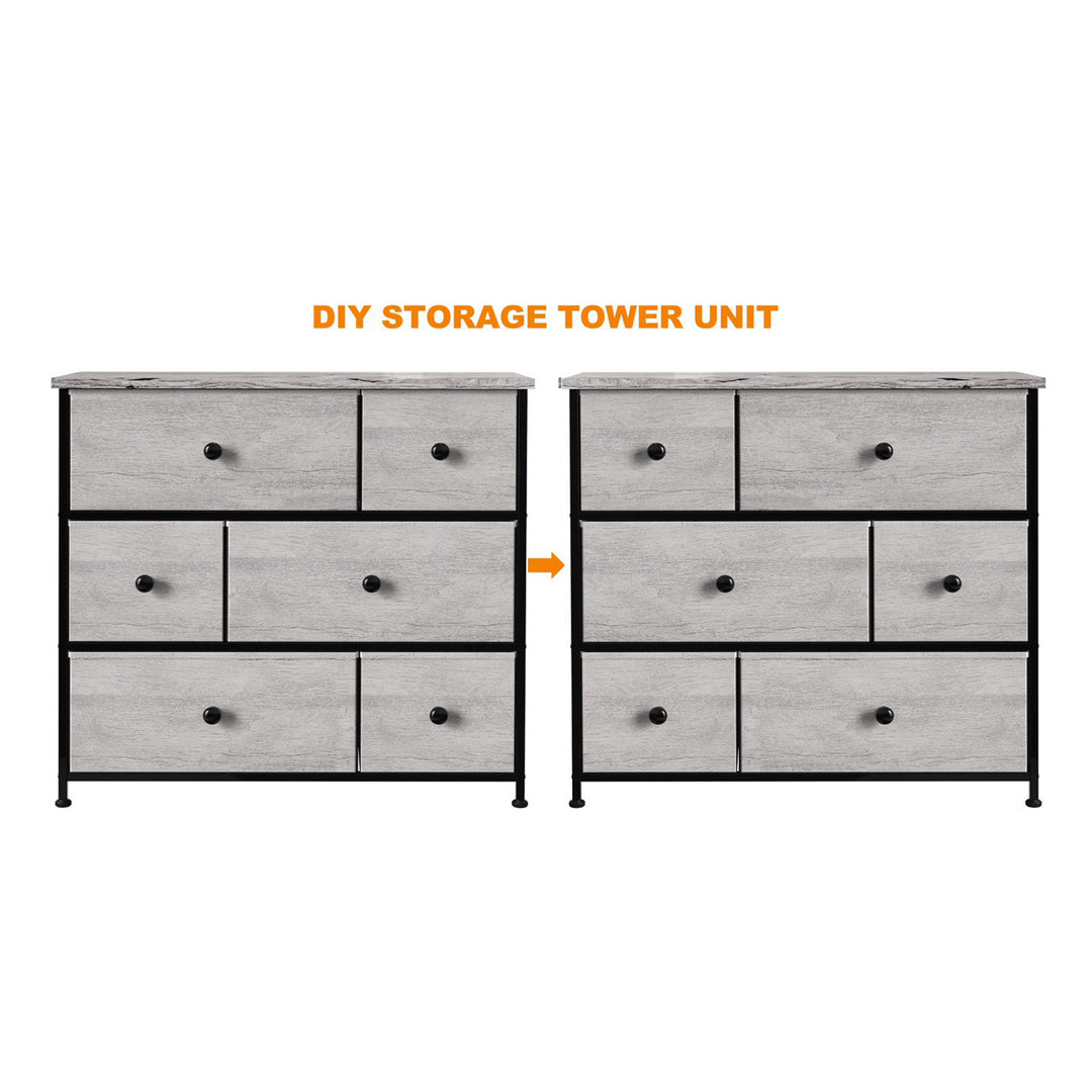 REAHOME 6 Drawer Dresser Organization Storage Unit with Steel Frame, Dark Taupe