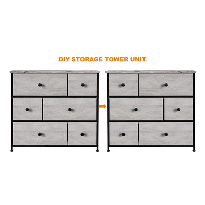 REAHOME 6 Drawer Dresser Storage Unit w/Steel Frame, Dark Taupe (For Parts)