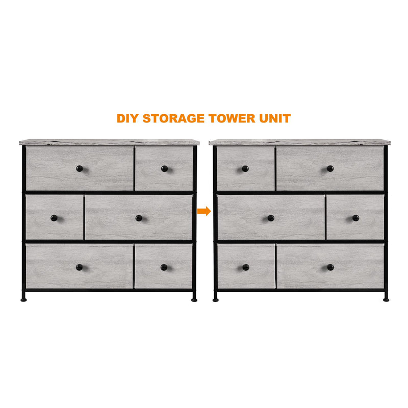 REAHOME 6 Drawer Dresser Storage Unit w/Steel Frame, Dark Taupe (For Parts)