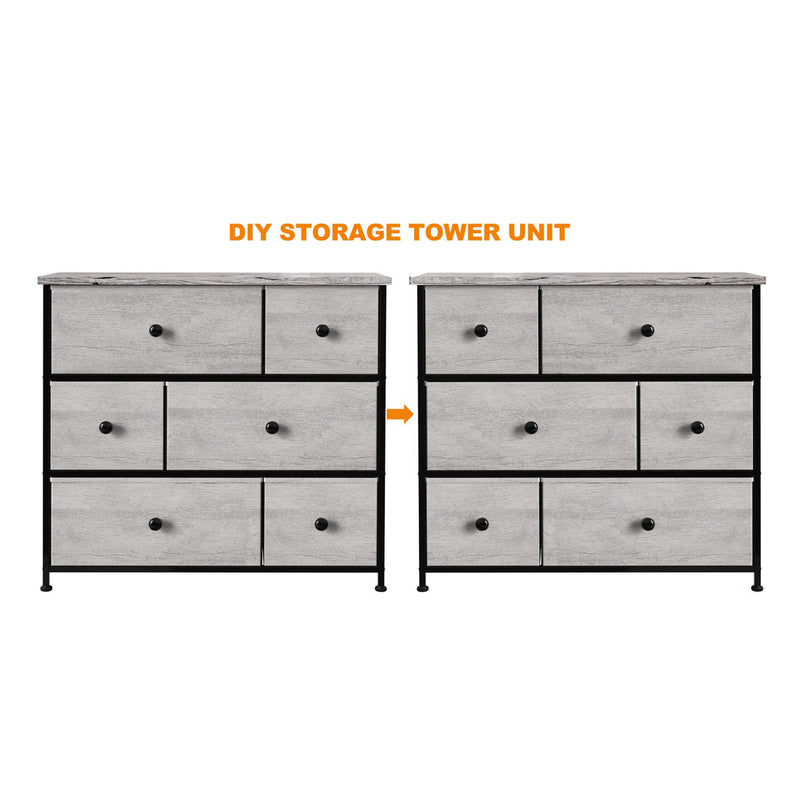 REAHOME 6 Drawer Dresser Organization Storage Unit with Steel Frame, Dark Taupe