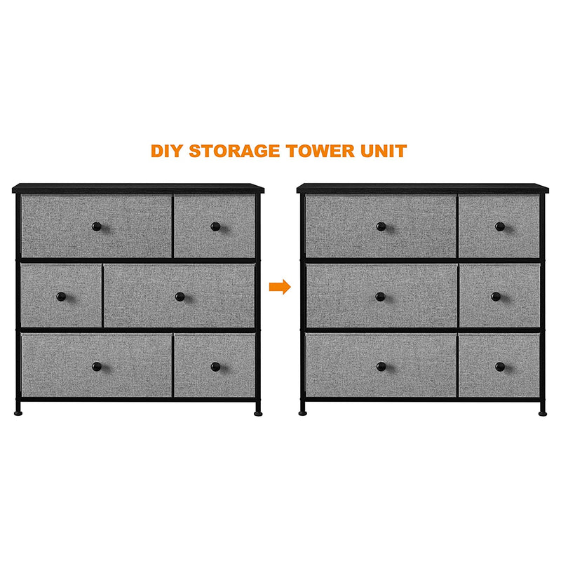 REAHOME 6 Drawer Dresser Organization Storage Unit with Steel Frame, Light Grey